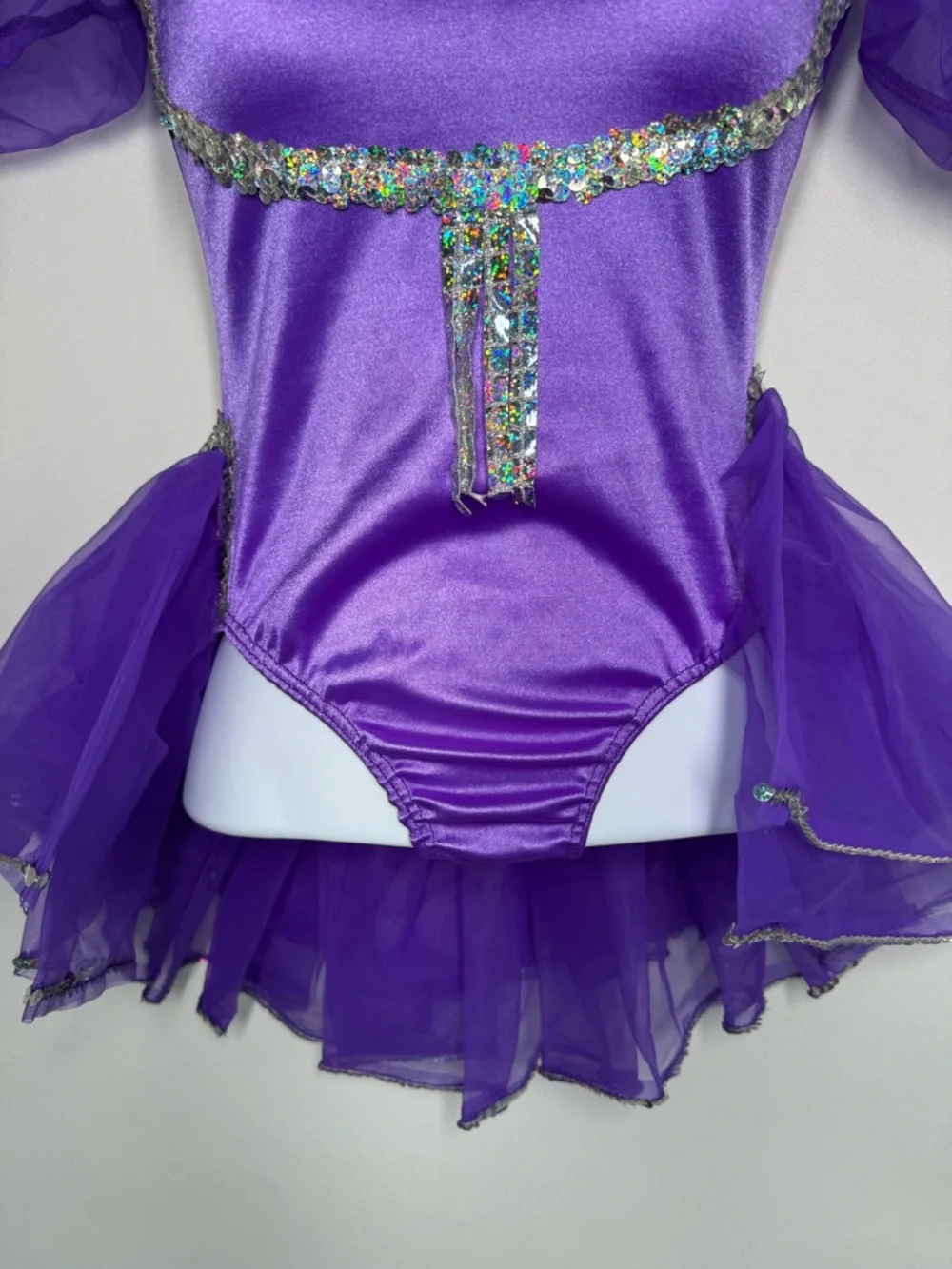 Marvel Cicci Purple Sequin Dance Costume - Puff Sleeve Lyrical/Skating Dress LC